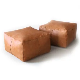 Moroccan Contemporary Leather Pouf